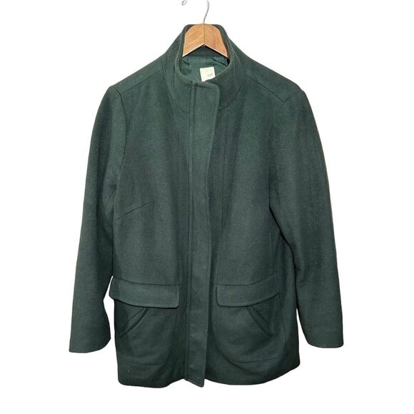 J Jill Ultra Soft Perfect‎ Cambridge Coat Full Zip Snap Size Medium Jade Green - Picture 1 of 8